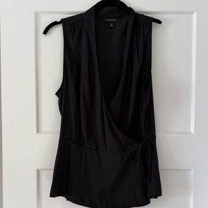 Banana Republic Black Sleeveless Wrap Blouse
